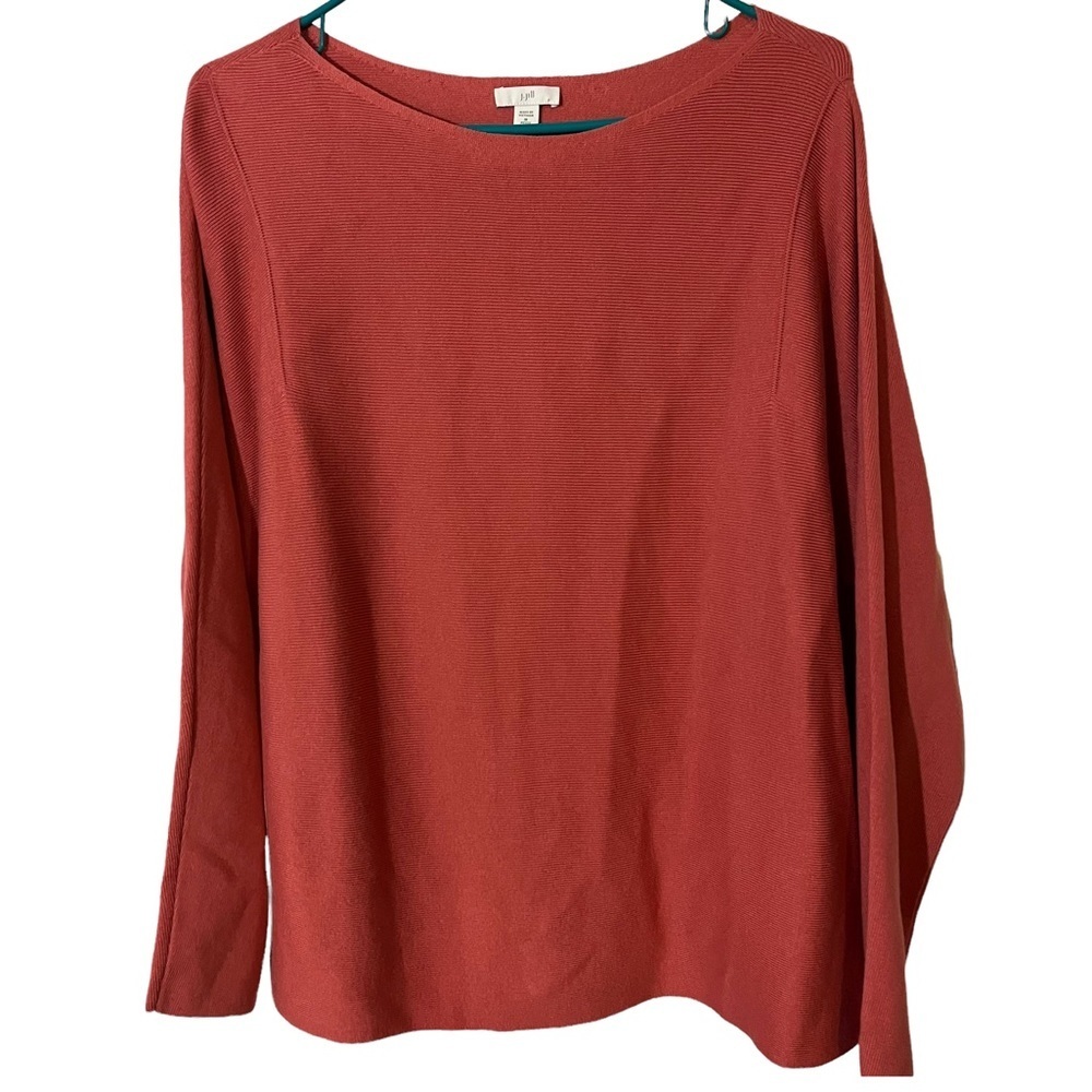 J Jill Cotton Blend Sweater Lace Up Back Pullover M Medium Petite Pink Braided